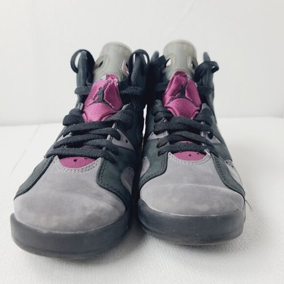 Jordan Girl's Black Purple 6 Retro GS Bordeaux 384665-063 Mid-Top Sneaker Sz 4.5 - Picture 3 of 9